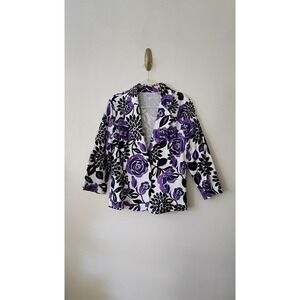 Black & Purple Floral Blazer Artsy Whimsygoth Festival Party Wedding Transition